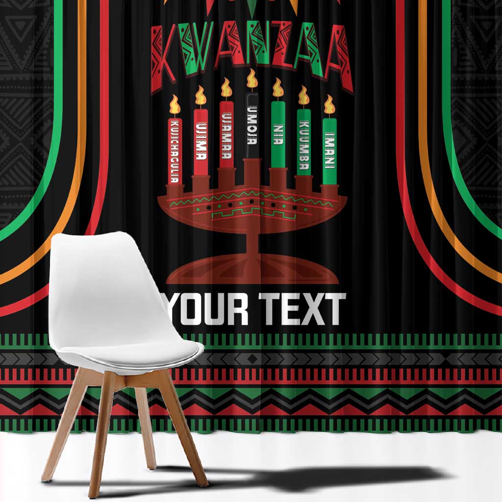 Personalized Afro-American Kwanzaa Window Curtain Kinara Candles African Pattern