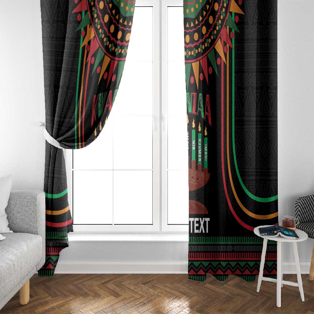Personalized Afro-American Kwanzaa Window Curtain Kinara Candles African Pattern