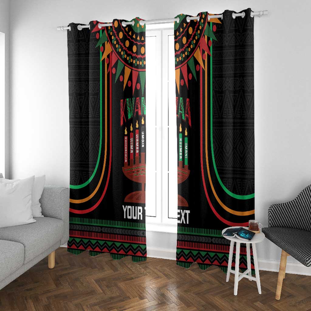 Personalized Afro-American Kwanzaa Window Curtain Kinara Candles African Pattern