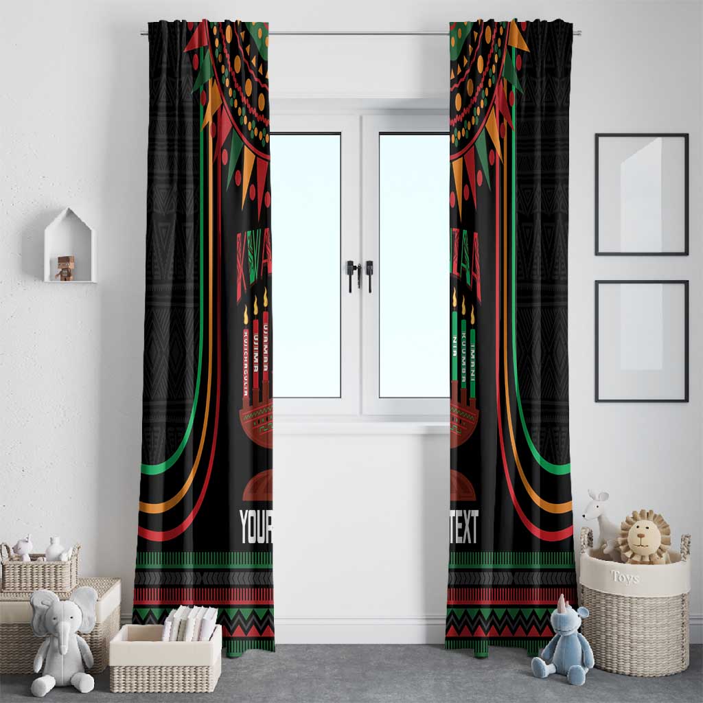 Personalized Afro-American Kwanzaa Window Curtain Kinara Candles African Pattern
