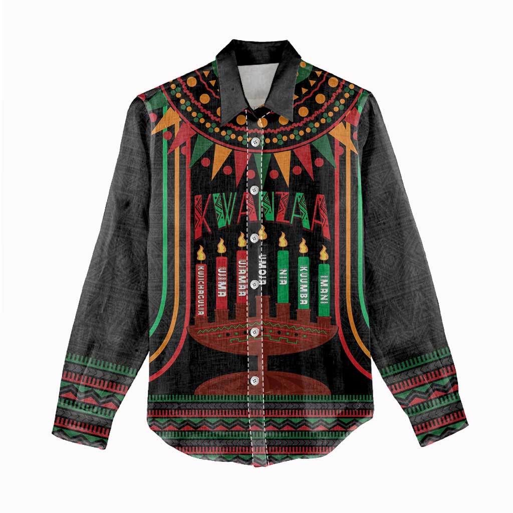 Personalized Afro-American Kwanzaa Women Casual Shirt Kinara Candles African Pattern LT14