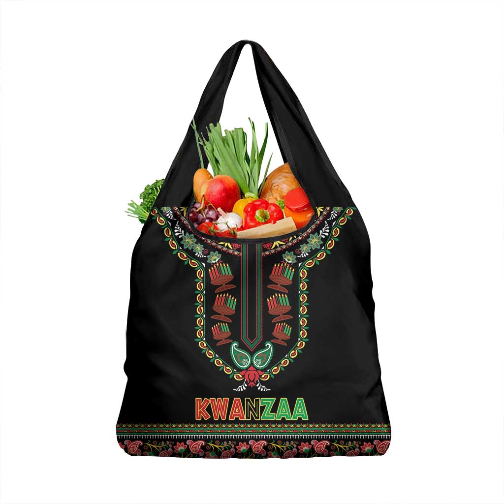 Afro-American Kwanzaa Grocery Bag Dashiki Mix Paisley Pattern