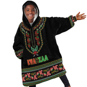 Personalized Afro-American Kwanzaa Kid Wearable Blanket Hoodie Dashiki Mix Paisley Pattern