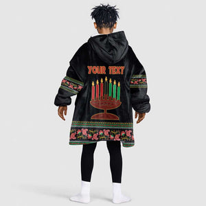 Personalized Afro-American Kwanzaa Kid Wearable Blanket Hoodie Dashiki Mix Paisley Pattern