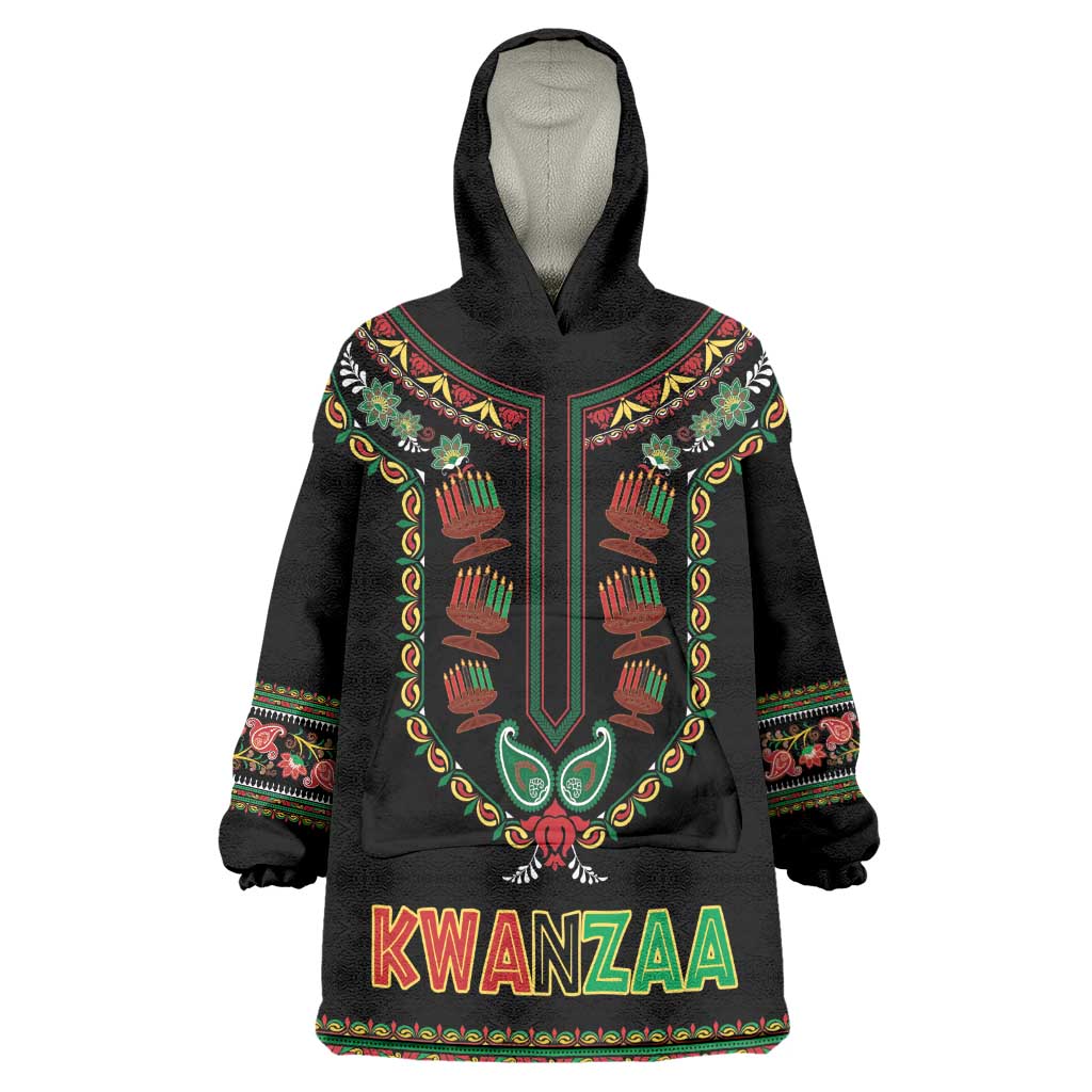 Personalized Afro-American Kwanzaa Kid Wearable Blanket Hoodie Dashiki Mix Paisley Pattern