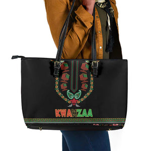 Afro-American Kwanzaa Leather Tote Bag Dashiki Mix Paisley Pattern