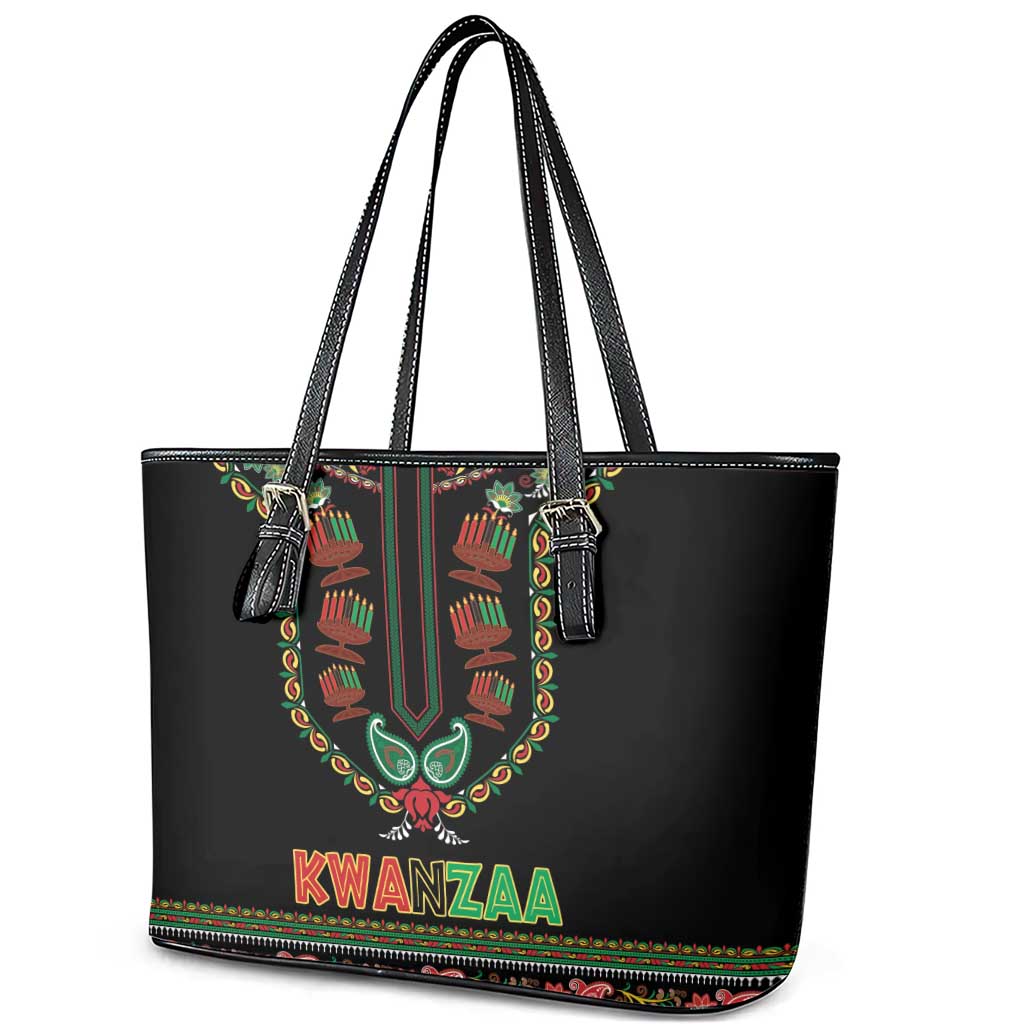 Afro-American Kwanzaa Leather Tote Bag Dashiki Mix Paisley Pattern