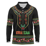 Personalized Afro-American Kwanzaa Long Sleeve Polo Shirt Dashiki Mix Paisley Pattern