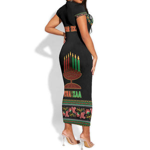 Personalized Afro-American Kwanzaa Short Sleeve Bodycon Dress Dashiki Mix Paisley Pattern LT14