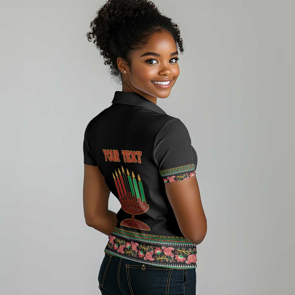 Personalized Afro-American Kwanzaa Women Polo Shirt Dashiki Mix Paisley Pattern