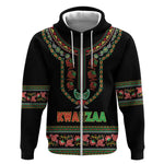 Personalized Afro-American Kwanzaa Zip Hoodie Dashiki Mix Paisley Pattern