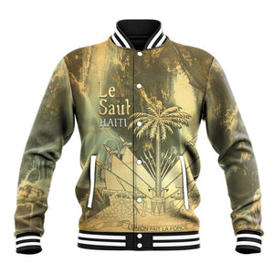 Personalized Afro Haiti Le Saut Baseball Jacket Ayiti Waterfall Vintage Grunge Style - African Pride