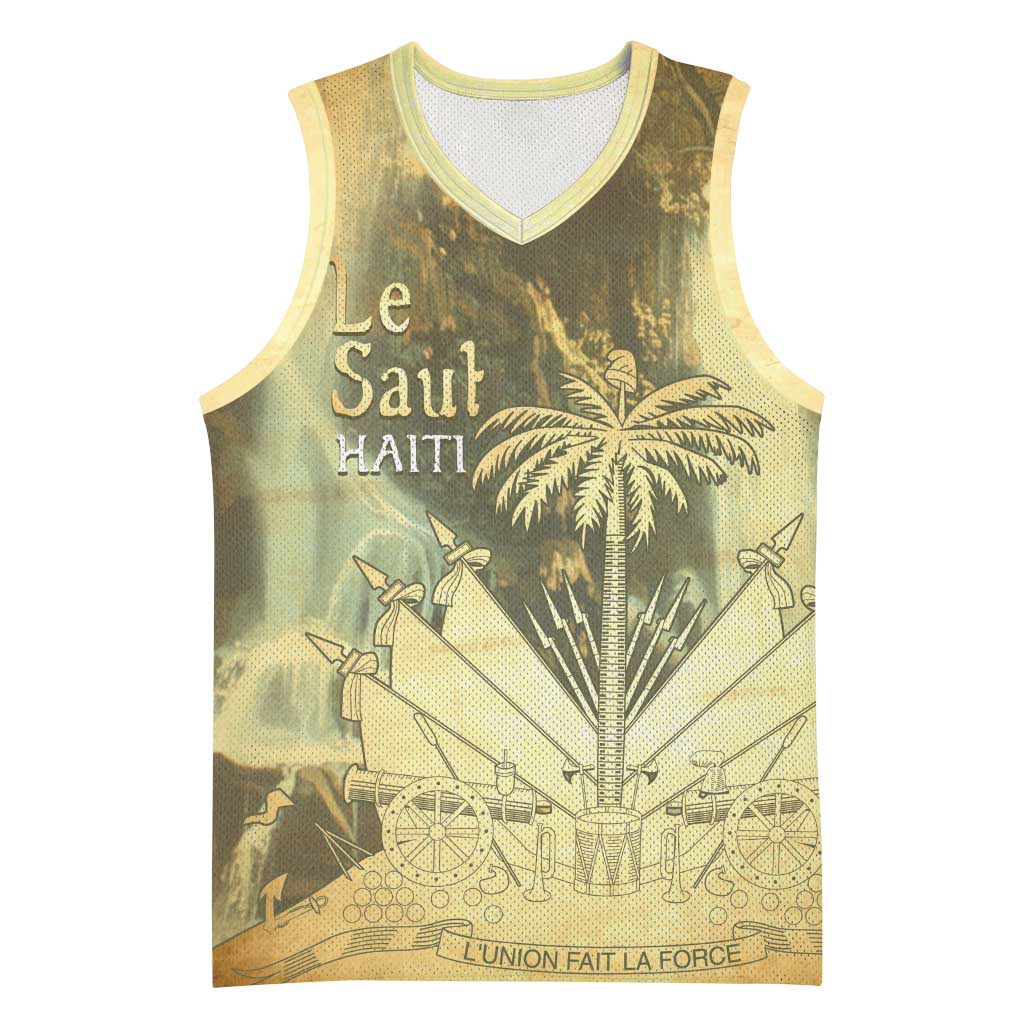 Personalized Afro Haiti Le Saut Basketball Jersey Ayiti Waterfall Vintage Grunge Style - African Pride