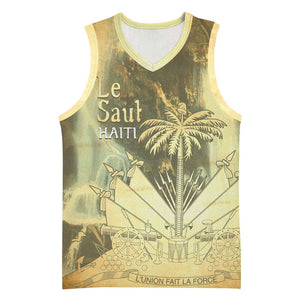 Personalized Afro Haiti Le Saut Basketball Jersey Ayiti Waterfall Vintage Grunge Style - African Pride