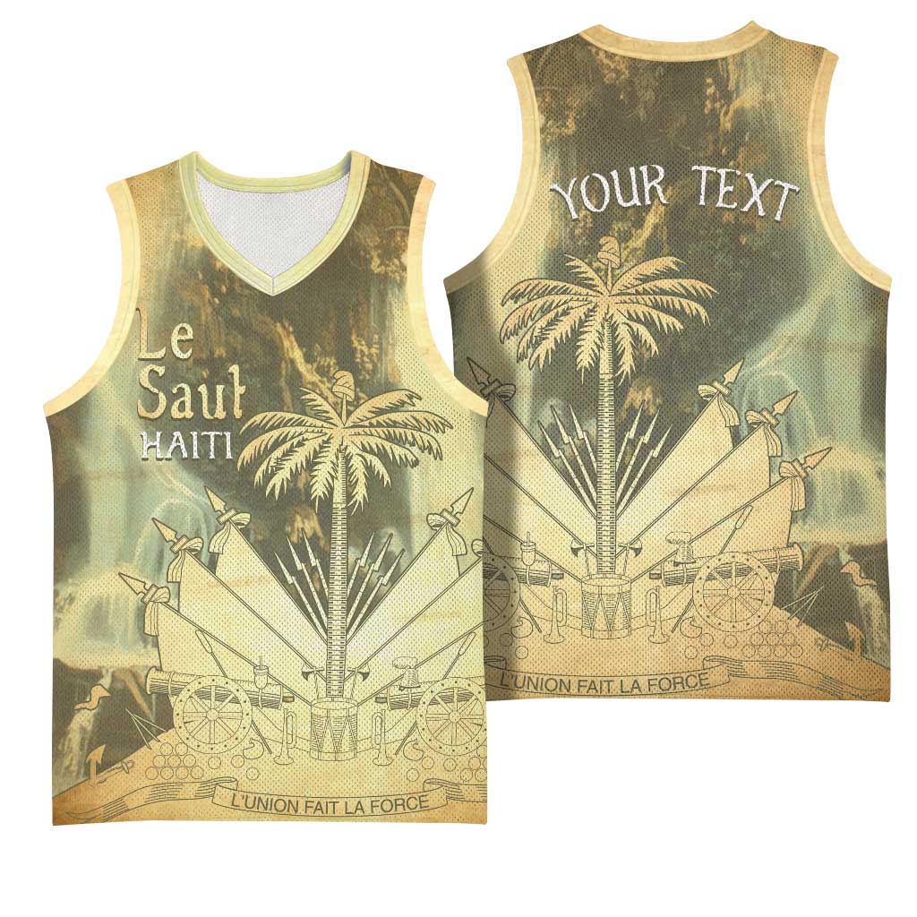 Personalized Afro Haiti Le Saut Basketball Jersey Ayiti Waterfall Vintage Grunge Style - African Pride