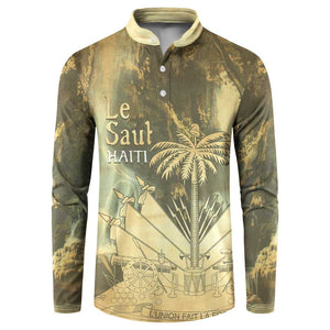 Personalized Afro Haiti Le Saut Button Sweatshirt Ayiti Waterfall Vintage Grunge Style