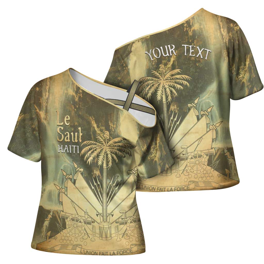 Personalized Afro Haiti Le Saut Cross Shoulder Shirt Ayiti Waterfall Vintage Grunge Style - African Pride