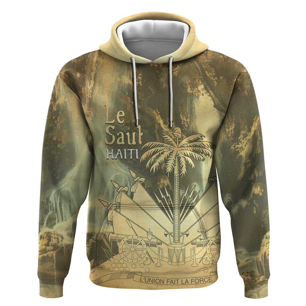 Personalized Afro Haiti Le Saut Hoodie Ayiti Waterfall Vintage Grunge Style - African Pride
