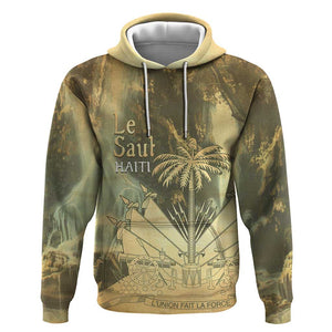 Personalized Afro Haiti Le Saut Hoodie Ayiti Waterfall Vintage Grunge Style - African Pride