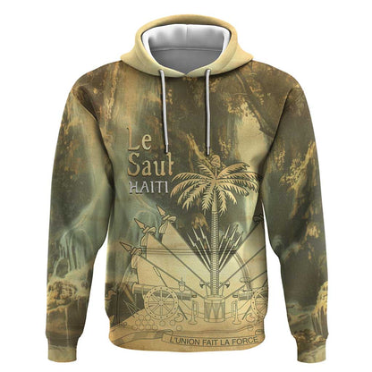 Personalized Afro Haiti Le Saut Hoodie Ayiti Waterfall Vintage Grunge Style - African Pride