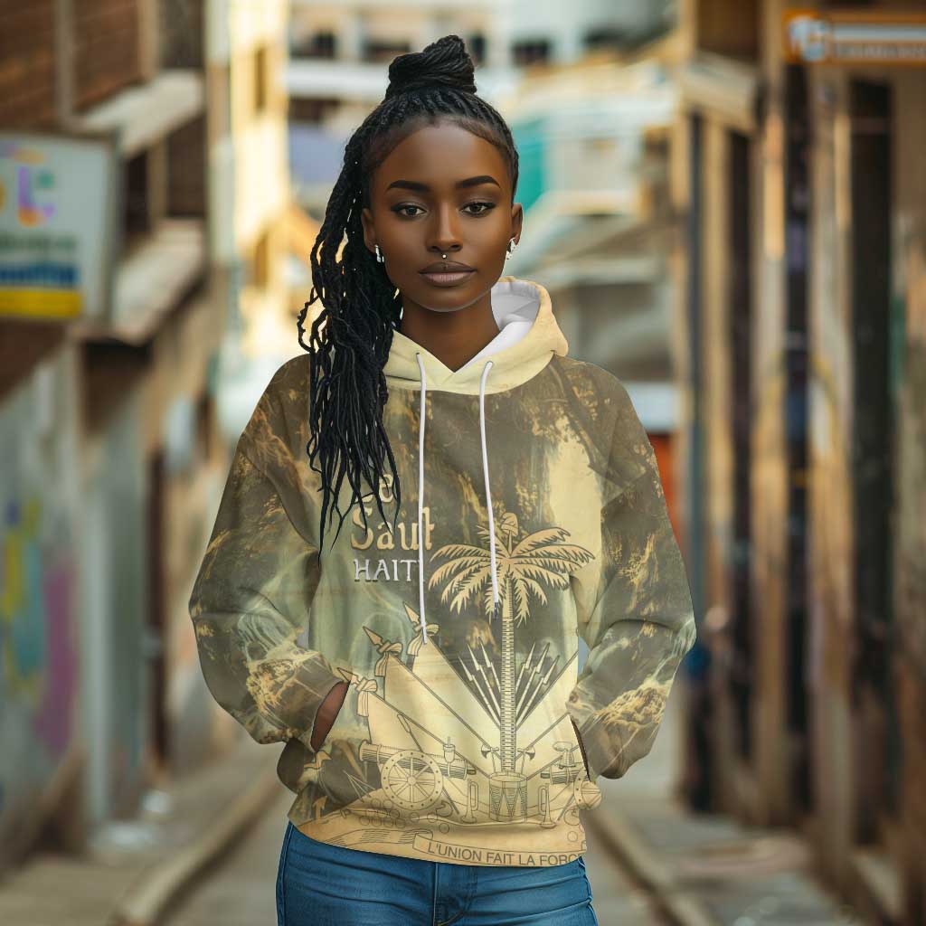 Personalized Afro Haiti Le Saut Hoodie Ayiti Waterfall Vintage Grunge Style - African Pride