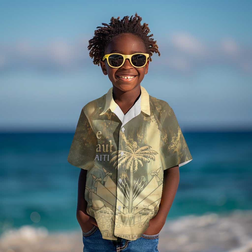 Personalized Afro Haiti Le Saut Kid Hawaiian Shirt Ayiti Waterfall Vintage Grunge Style - African Pride