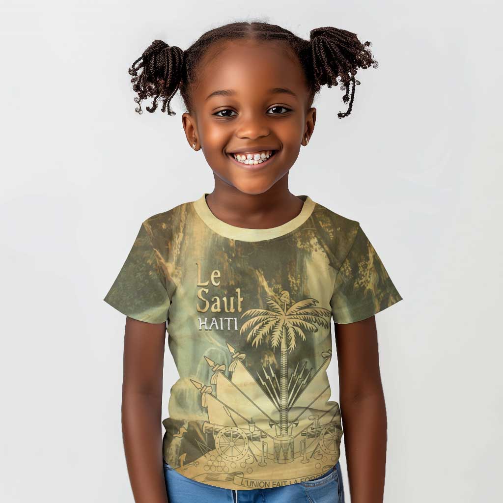 Personalized Afro Haiti Le Saut Kid T shirt Ayiti Waterfall Vintage Grunge Style - African Pride