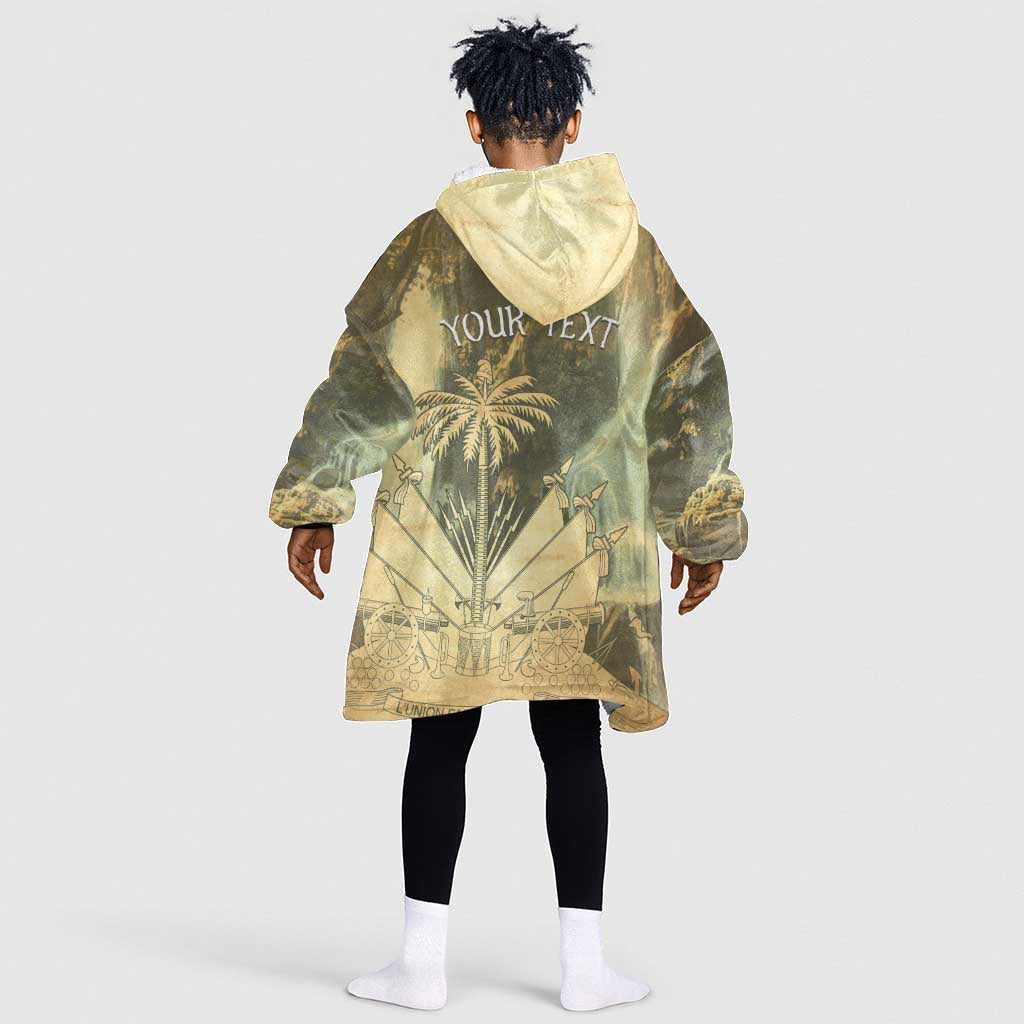 Personalized Afro Haiti Le Saut Kid Wearable Blanket Hoodie Ayiti Waterfall Vintage Grunge Style - African Pride