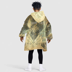 Personalized Afro Haiti Le Saut Kid Wearable Blanket Hoodie Ayiti Waterfall Vintage Grunge Style - African Pride