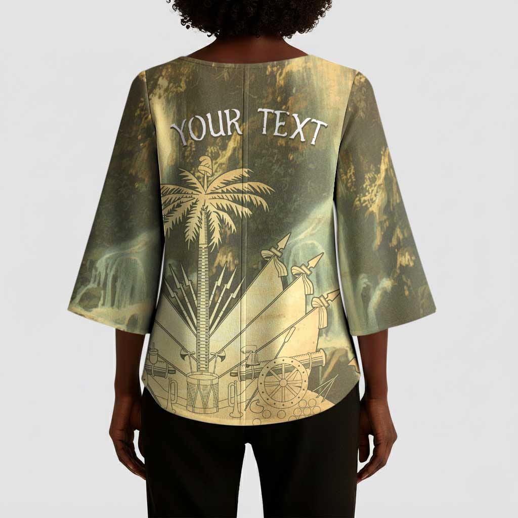 Personalized Afro Haiti Le Saut Kimono Sleeve Blouse Ayiti Waterfall Vintage Grunge Style - African Pride
