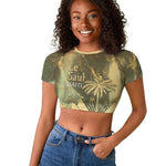 Personalized Afro Haiti Le Saut Raglan Cropped T shirt Ayiti Waterfall Vintage Grunge Style - African Pride