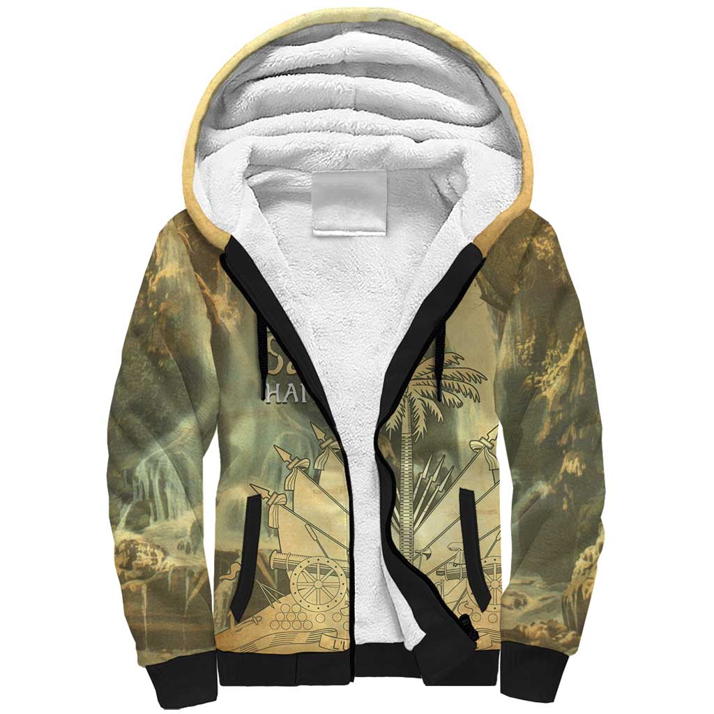 Personalized Afro Haiti Le Saut Sherpa Hoodie Ayiti Waterfall Vintage Grunge Style - African Pride