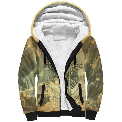 Personalized Afro Haiti Le Saut Sherpa Hoodie Ayiti Waterfall Vintage Grunge Style - African Pride