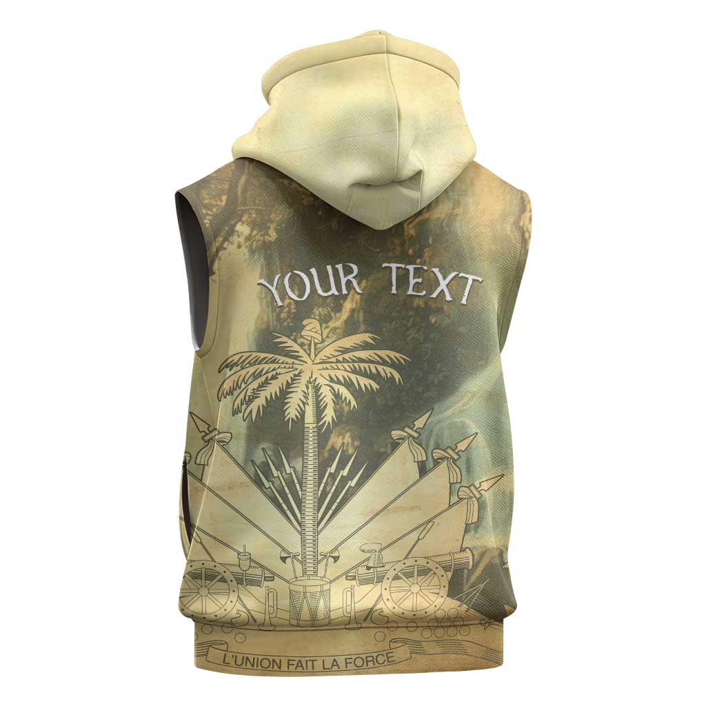 Personalized Afro Haiti Le Saut Sleeveless Zip Hoodie Ayiti Waterfall Vintage Grunge Style - African Pride