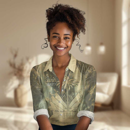 Personalized Afro Haiti Le Saut Women Casual Shirt Ayiti Waterfall Vintage Grunge Style - African Pride