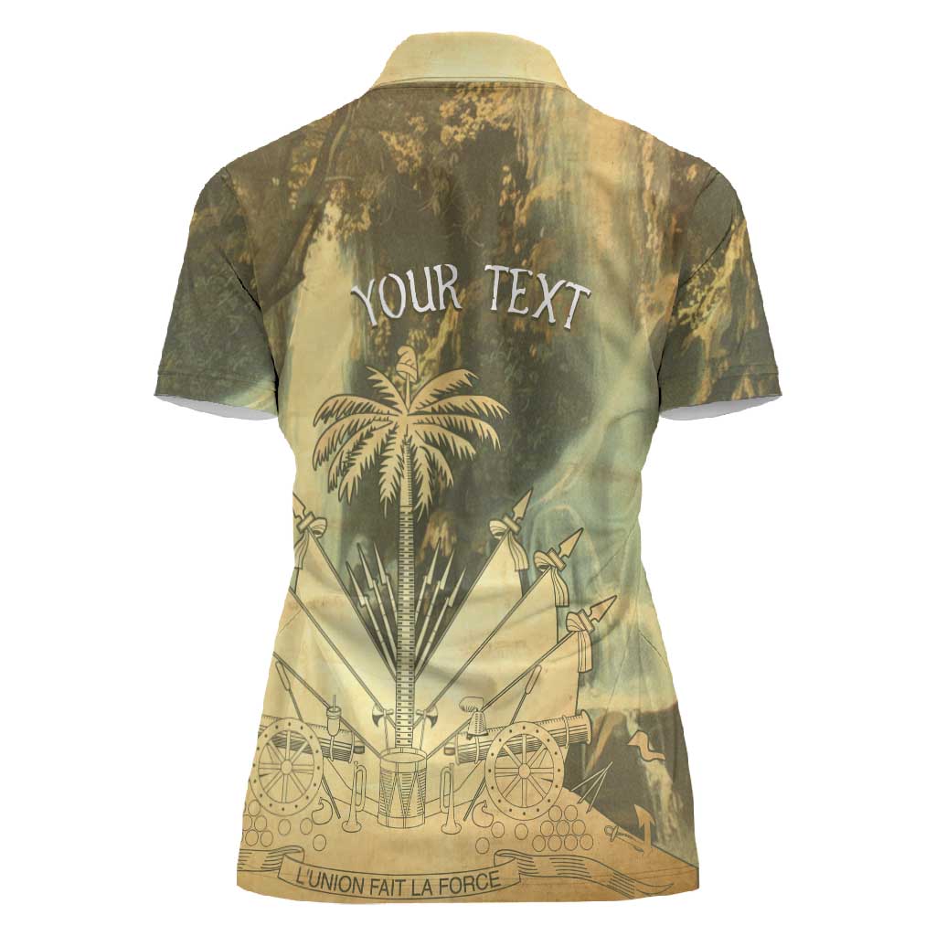 Personalized Afro Haiti Le Saut Women Polo Shirt Ayiti Waterfall Vintage Grunge Style - African Pride