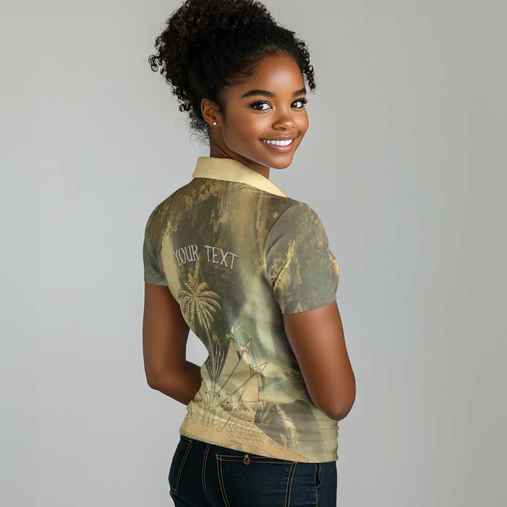 Personalized Afro Haiti Le Saut Women Polo Shirt Ayiti Waterfall Vintage Grunge Style - African Pride