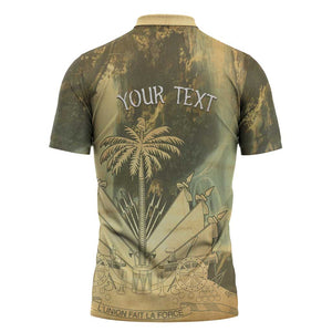 Personalized Afro Haiti Le Saut Zipper Polo Shirt Ayiti Waterfall Vintage Grunge Style - African Pride