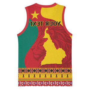Personalised Cameroon National Day Basketball Jersey Cameroun Coat Of Arms With Atoghu Pattern - African Pride