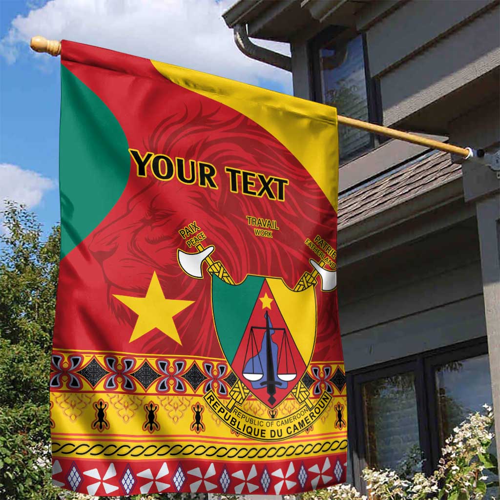 Personalised Cameroon National Day Garden Flag Cameroun Coat Of Arms With Atoghu Pattern