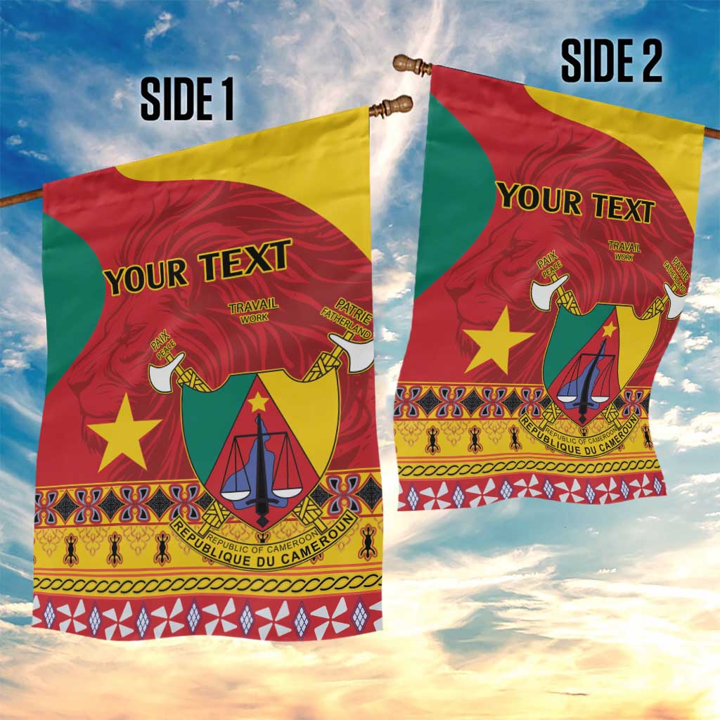 Personalised Cameroon National Day Garden Flag Cameroun Coat Of Arms With Atoghu Pattern
