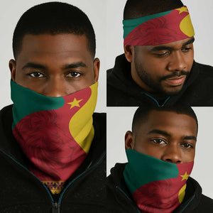 Cameroon National Day Neck Gaiter Cameroun Coat Of Arms With Atoghu Pattern - African Pride