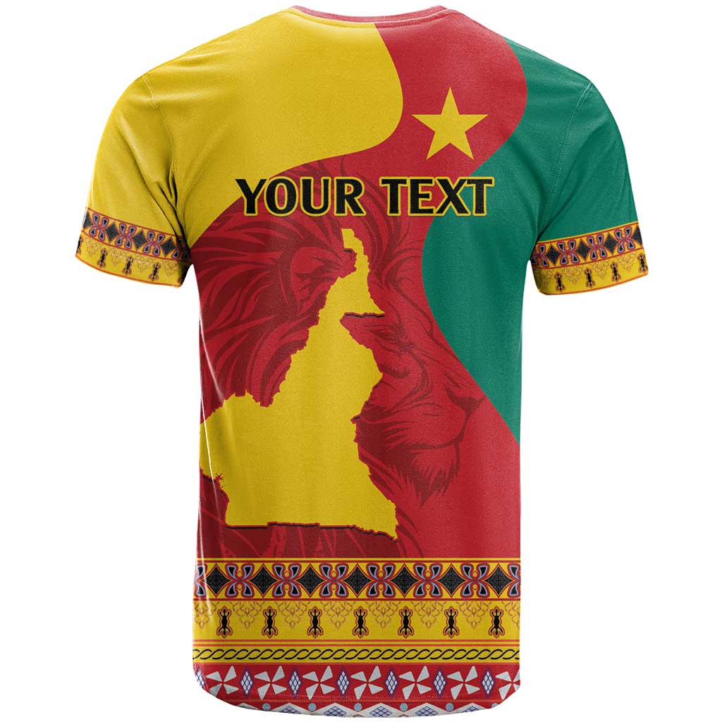 Personalised Cameroon National Day T shirt Cameroun Coat Of Arms With Atoghu Pattern