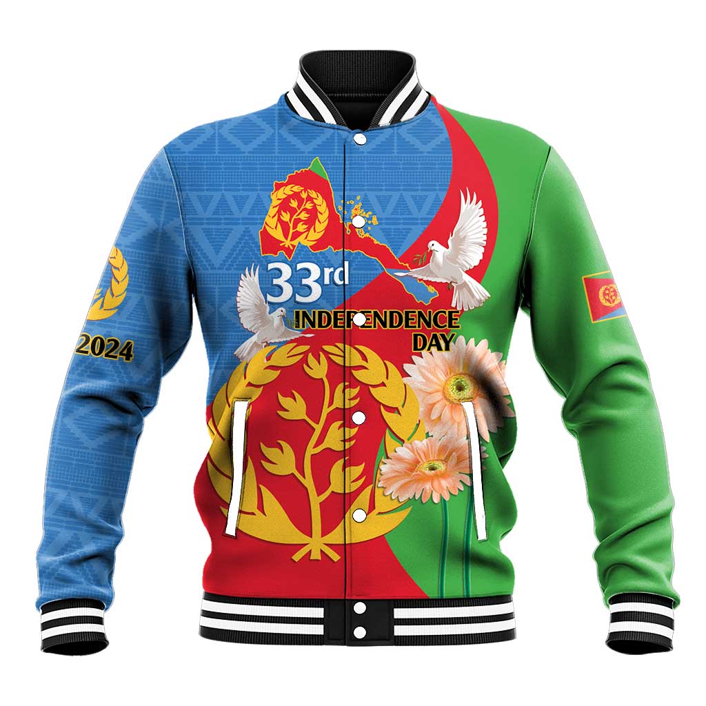 Eritrea Independence Day Baseball Jacket Eritrean Olive Branches 33rd Anniversary LT14