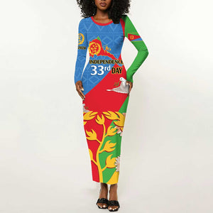 Eritrea Independence Day Long Sleeve Bodycon Dress Eritrean Olive Branches 33rd Anniversary LT14