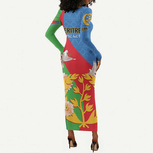 Eritrea Independence Day Long Sleeve Bodycon Dress Eritrean Olive Branches 33rd Anniversary LT14