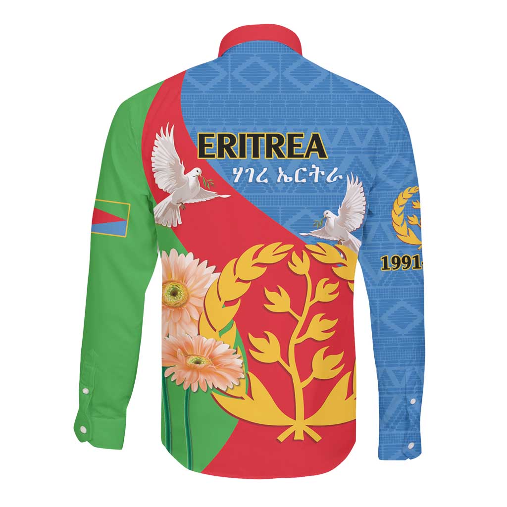 Eritrea Independence Day Long Sleeve Button Shirt Eritrean Olive Branches 33rd Anniversary