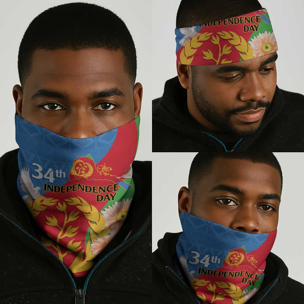 Eritrea Independence Day Neck Gaiter Eritrean Olive Branches 33rd Anniversary - African Pride