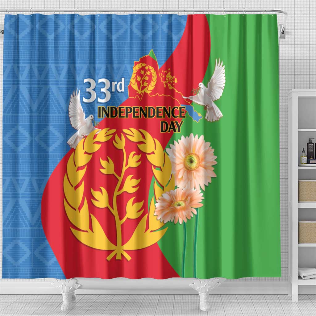 Eritrea Independence Day Shower Curtain Eritrean Olive Branches 33rd Anniversary