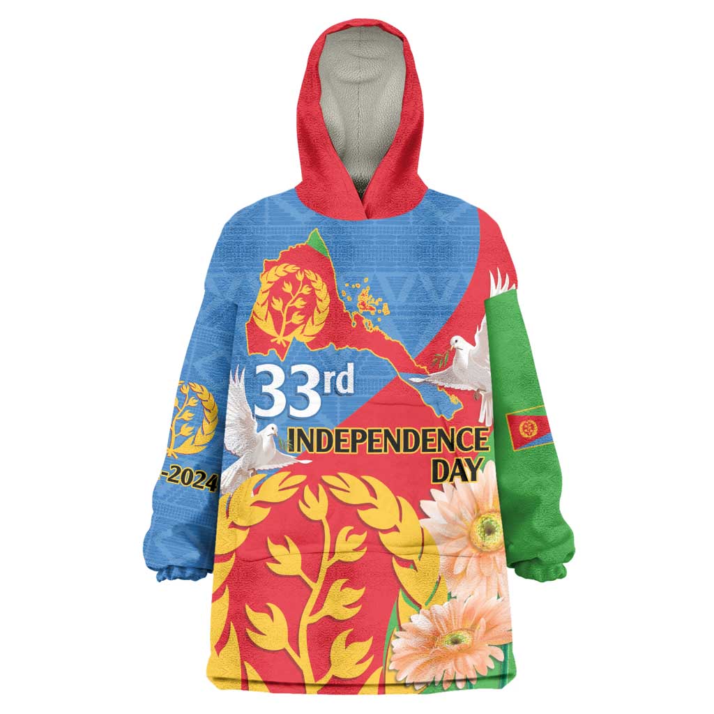 Eritrea Independence Day Wearable Blanket Hoodie Eritrean Olive Branches 33rd Anniversary